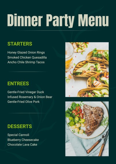 Minimalist Detailed Introduction Dinner Party Menu