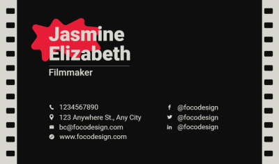 Filmmaker Personal Information Business Card