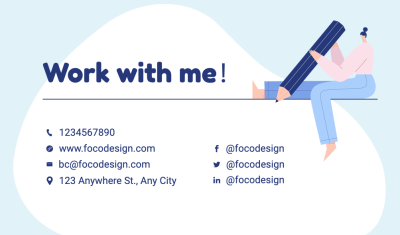 Simple Cartoon Style Freelance Copywriter Personal Contact Information Business Card