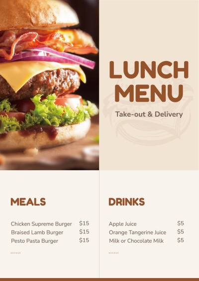 Minimalist Lunch Food And Beverages Description Menu