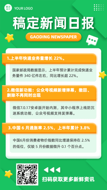 每日资讯早报新闻通知动态海报预览效果