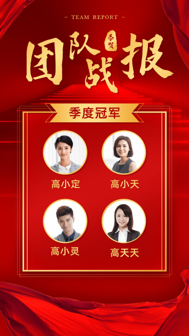 微商团队表彰喜报激励成员喜庆风预览效果
