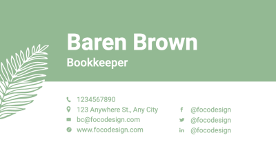 Bookkeeper Personal Information Business Card