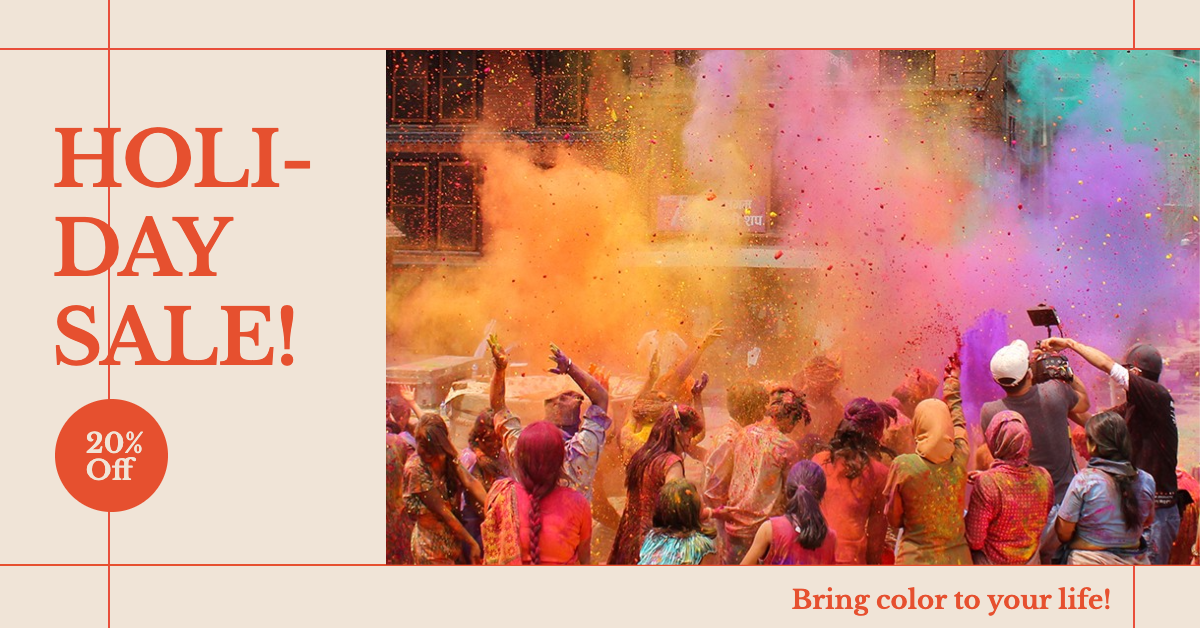 Creative Indian Holi Festival Promotion Discount Ecommerce Banner预览效果