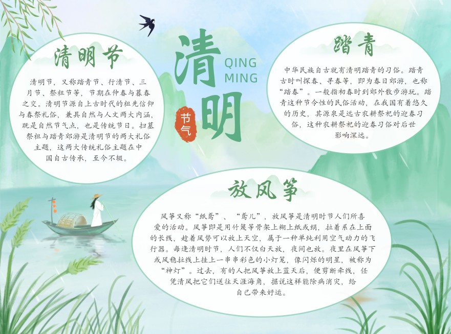 清明-节气手抄报预览效果