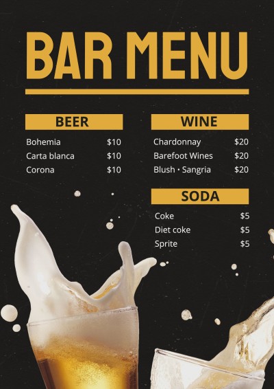 Minimalist Bar Beverages Details Description Menu