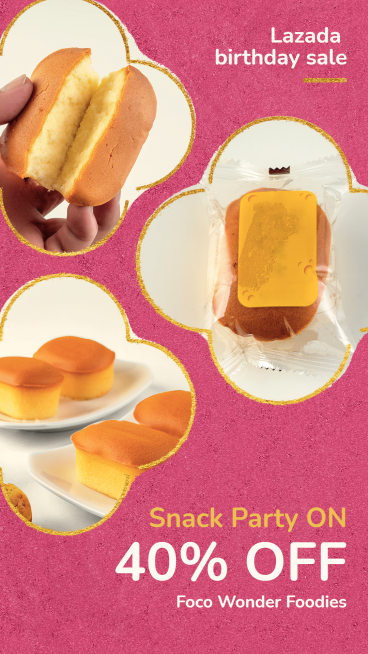 Simple Snacks Lazada Birthday Sale Bread Display Ecommerce Story预览效果