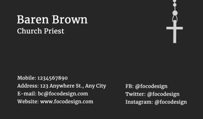Church Priest Personal Information Business Card