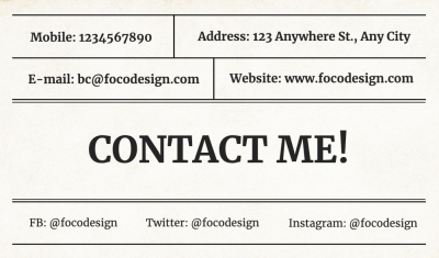 Writer's Contact Information Minimal Linear Business Card 
