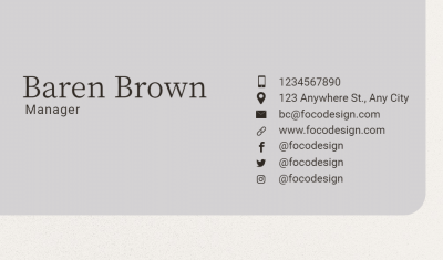 Manager Personal Contact Information Business Card
