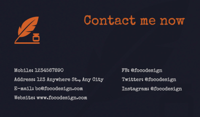 Writer Personal Contact Information Business Card