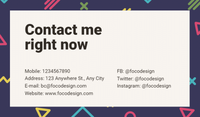 Simple Fashion Style Activity Planner Business Card