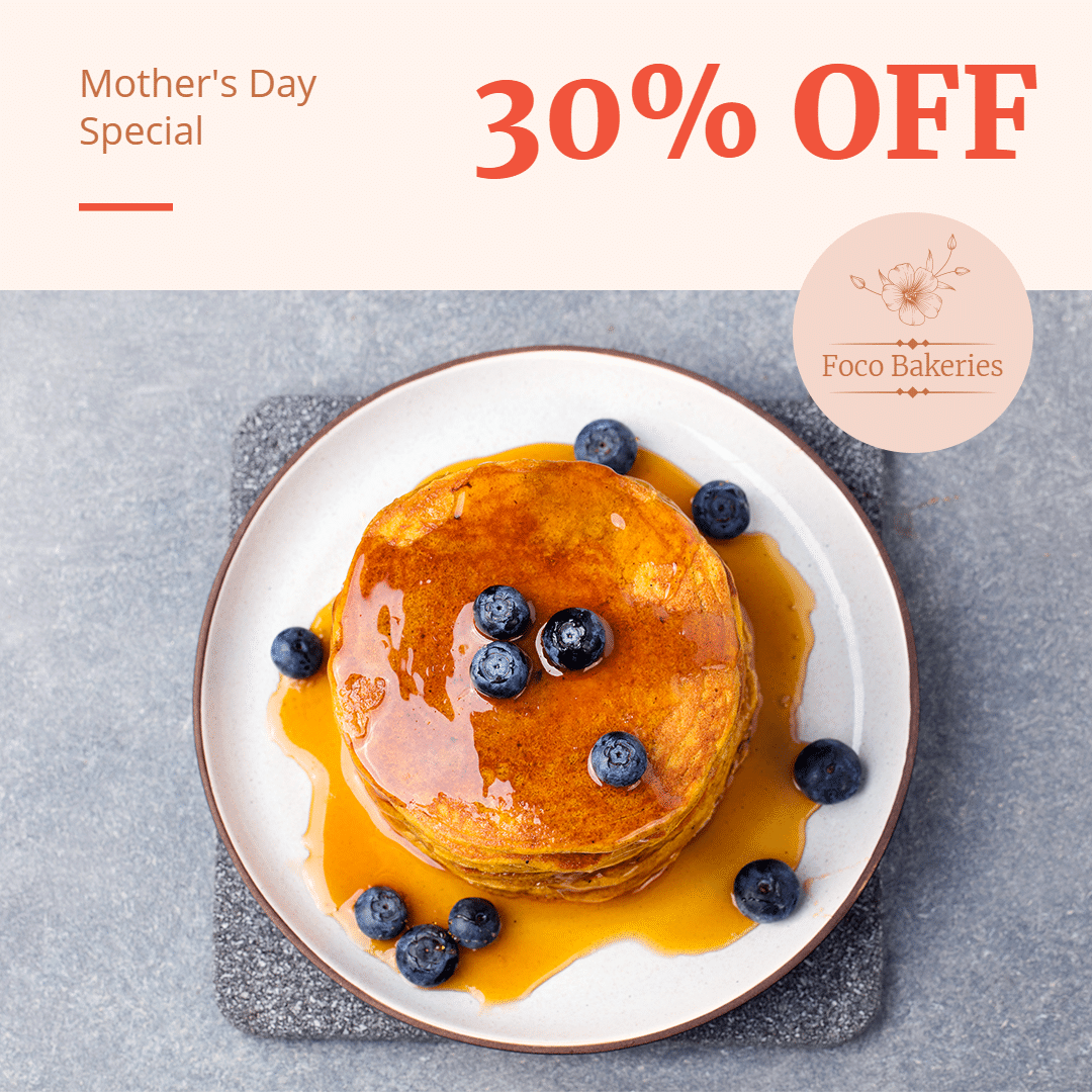 Diner Bakery Mother's Day Pancakes Discount Promo Ecommerce Product Image预览效果