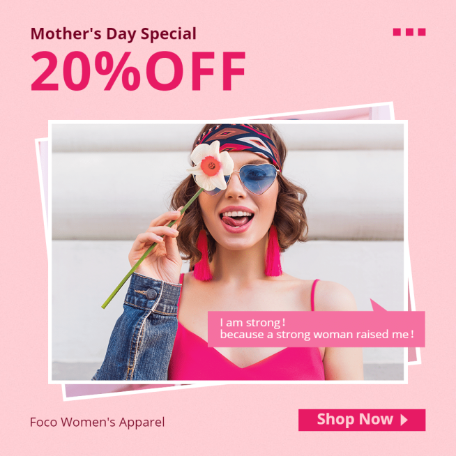 Pink Rectangle Element Women's Wear Mother's Day Promotion Ecommerce Product Image预览效果