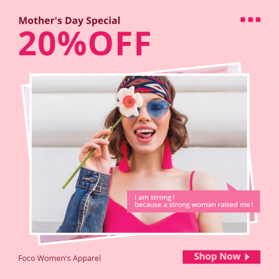 Pink Rectangle Element Women's Wear Mother's Day Promotion Ecommerce Product Image