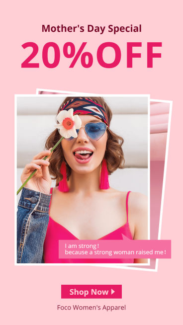 Pink Rectangle Element Women's Wear Mother's Day Promotion Ecommerce Story预览效果