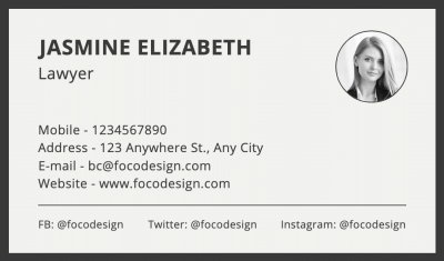 Minimalist Style Lawyer Personal Contact Information Business Card