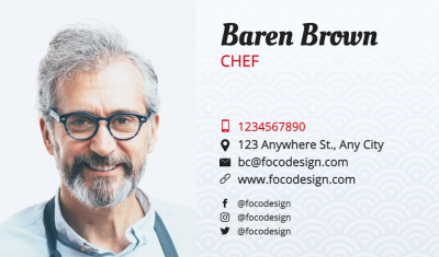 Head Chef Personal Contact Information Business Card