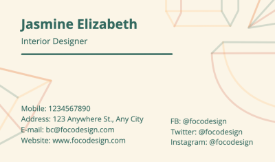 Interior Designer Personal Contact Information Business Card