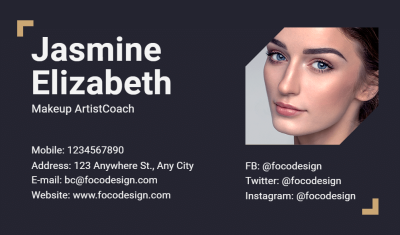 Makeup ArtistCoach Personal Contact Information Business Card