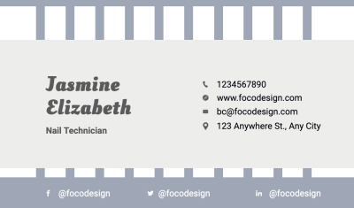 Simple Stripe Background Nail Technician Personal Contact Information Business Card