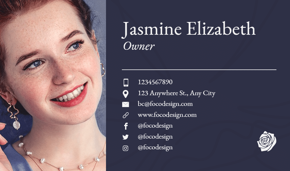 Florist Owner Personal Information Business Card