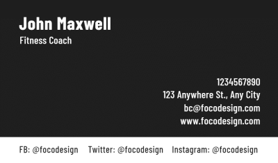 Simple Fashion White Rectangle Element Fitness Coach Personal Contact Information Business Card