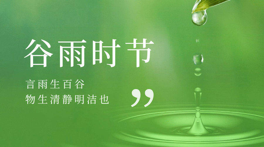 谷雨节气祝福雨滴实景横版海报预览效果