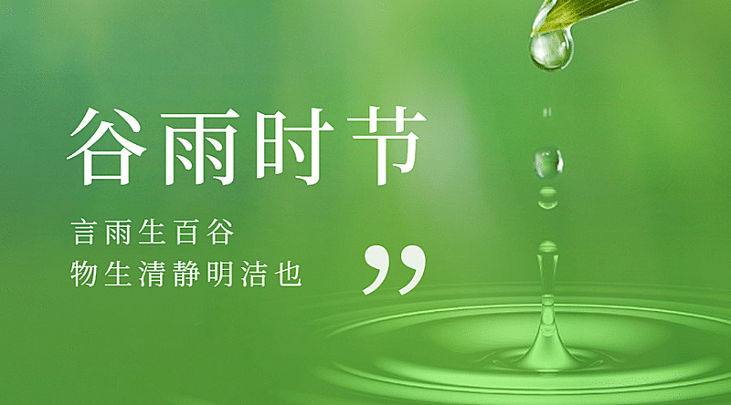 谷雨节气祝福雨滴实景横版海报