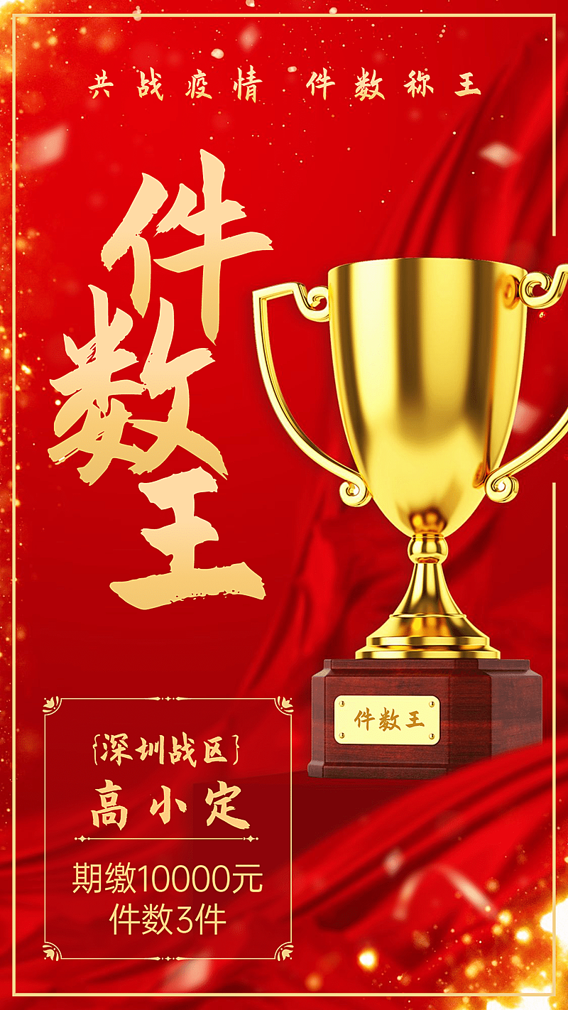 金融保险件数王金融喜报表彰手机海报