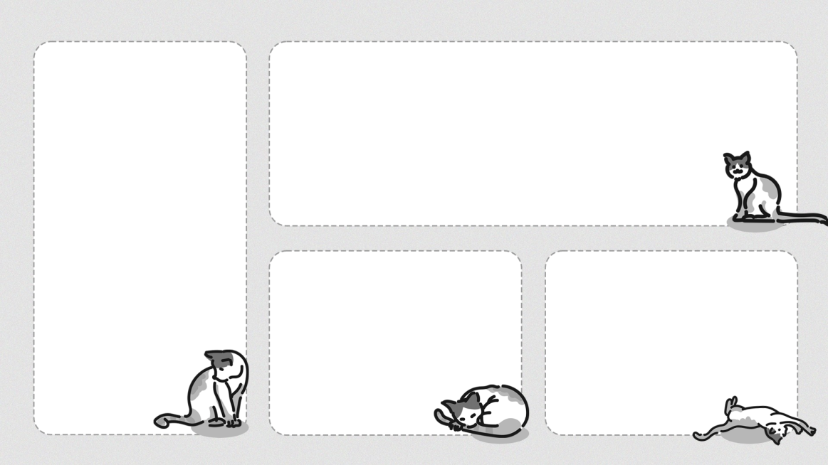 简约猫猫插画办公电脑桌面分区壁纸预览效果