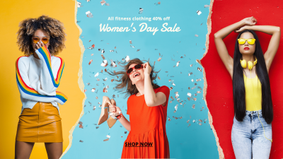 Literary Fitness Clothing Women's Day Sale Ecommerce Banner