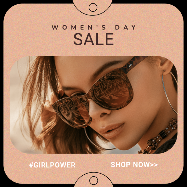 Black Line Stroke Fashion Women's Day Sunglasses Discount Ecommerce Story预览效果