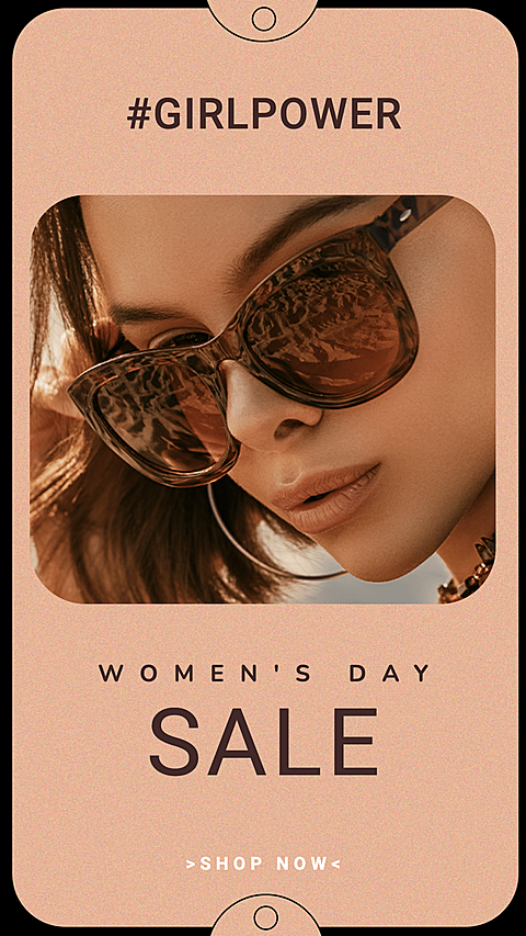 Mobile Interface Simualtion Fashion Women's Day Sunglasses Discount Ecommerce Story
