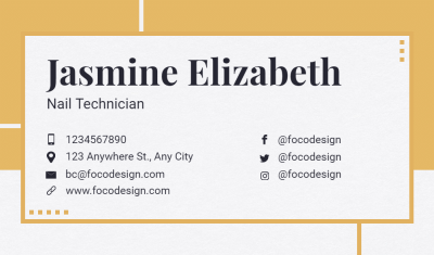 Fashion Line Stroke Nail Technician Personal Contact Information Business Card