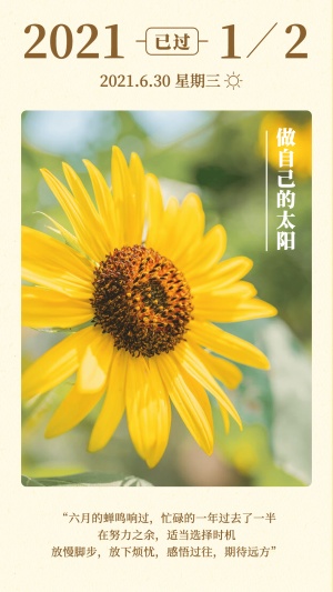 正能量励志实景风向日葵日签