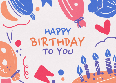 Colorful Hand Painting Birthday Greeting Card
