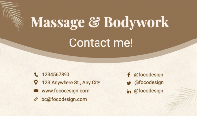 Minimalist Massagist Personal Information Business Card