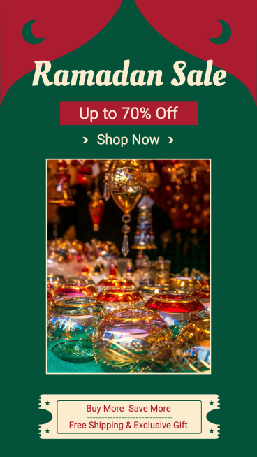 Red Rectangle Element Creative Ramadan Sale Promotion Ecommerce Story预览效果