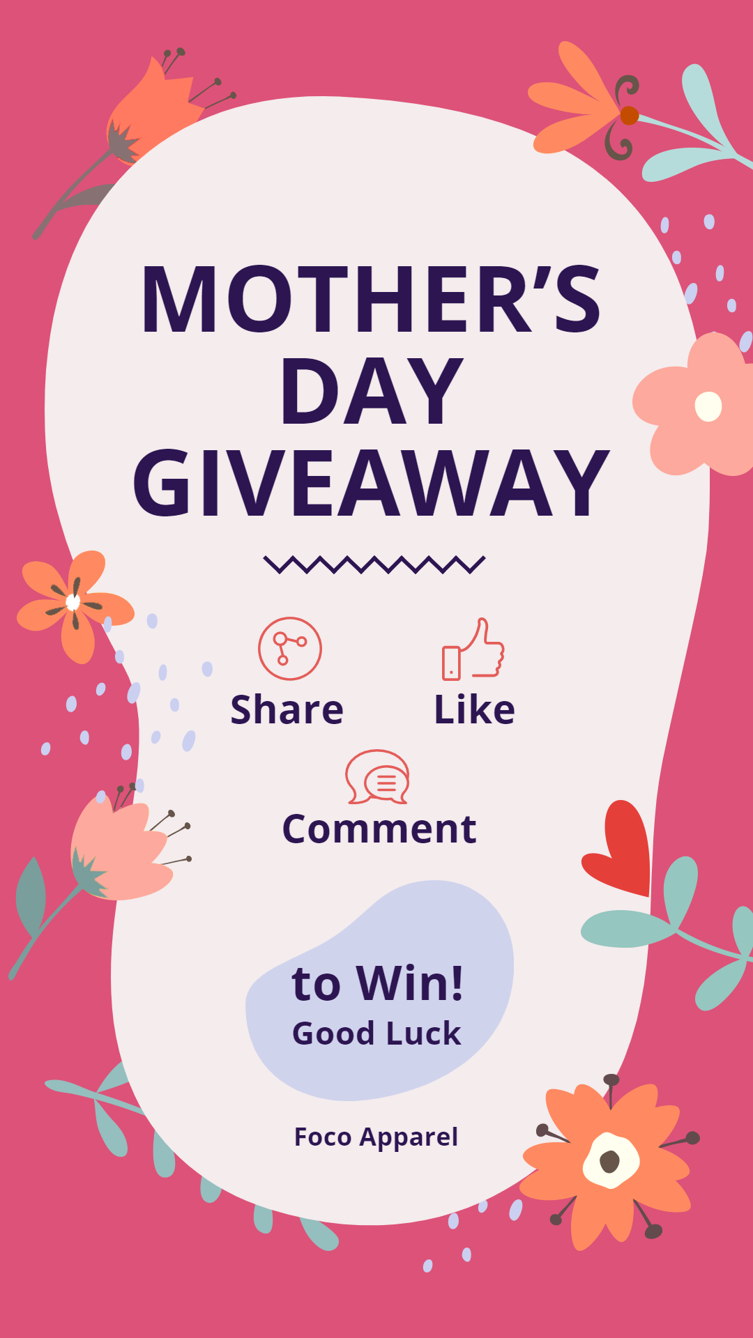 Cartoon Style Mother's Day Giveaway Ecommerce Story预览效果