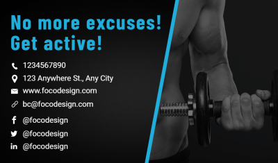 Gym Studio Owner Personal Contact Information Business Card