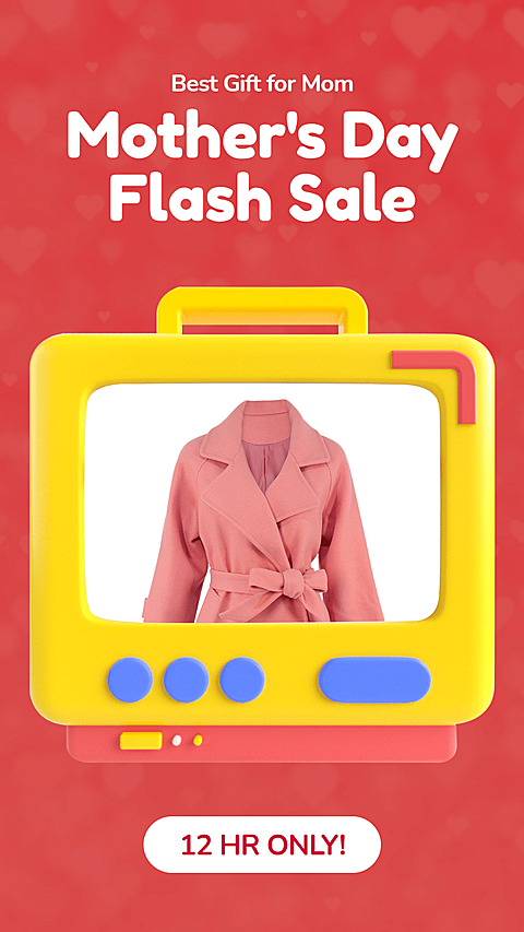 Pure Red Background Creative Mother's Day Wear Sale Discount Ecommerce Story