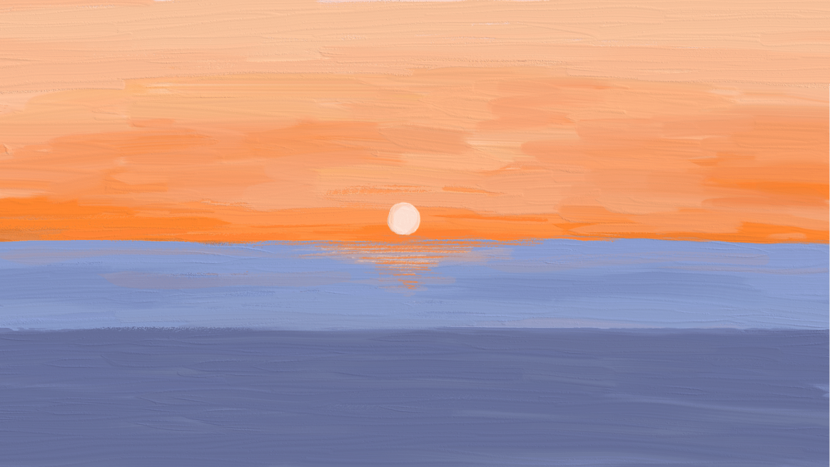 风景插画唯美撞色油画棒电脑桌面壁纸预览效果