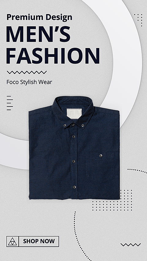 Men's Fashion Wear Black T-Shirt Display Ecommerce Story