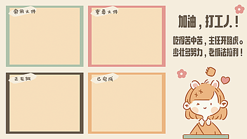 打工人创意可爱电脑桌面分区壁纸