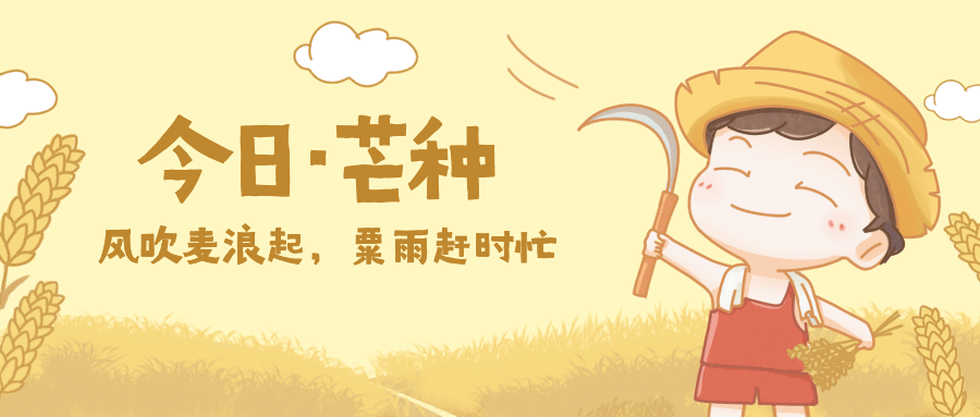 芒种节气祝福手绘插画公众号首图预览效果