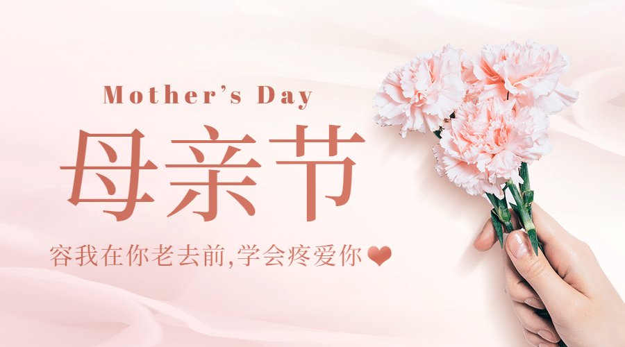 母亲节感恩妈妈致爱祝福横版banner预览效果