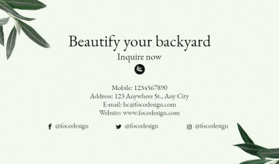 Simple Leaf Element Landscape Architect Personal Information Business Card
