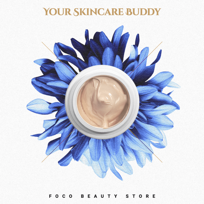 Watercolor Blue Flower Luxury Face Cream Promotion Ecommerce Product Image预览效果