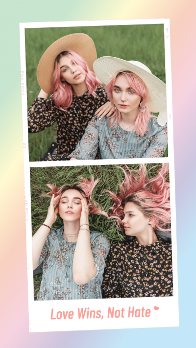 Pride Month Positive Quote Rainbow Color Polaroid Multiple Pictures Photo Collage Instagram Story